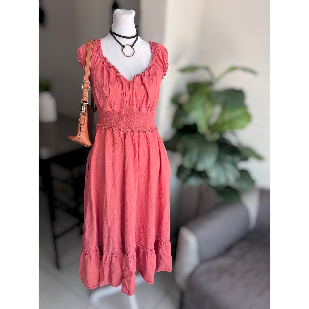Old Navy Large Smocked Swiss Dot Midi Dress